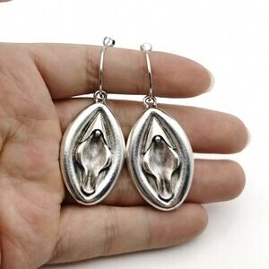 Silver Vagina Yoni Earrings | Feminist Body Positive Jewelry | Brand New